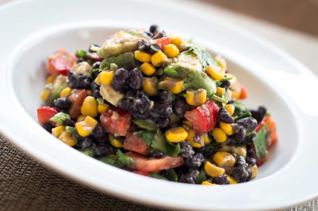 Black Bean Salad with Avocado, Lime, Cilantro, Red Pepper