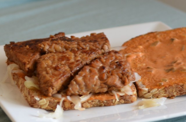 The best vegan sandwich out there! Marinated tempeh reuben.